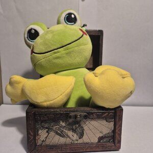 MTY International Green Frog Smiling Soft Plush 9" Stuffed Animal Bean Bottom